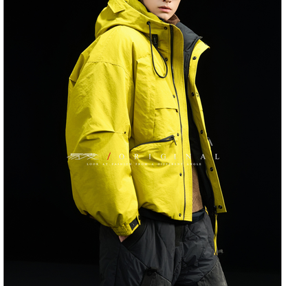 [YMORIGINAL] White Duck Down Zip Pocket Hooded Jacket N852