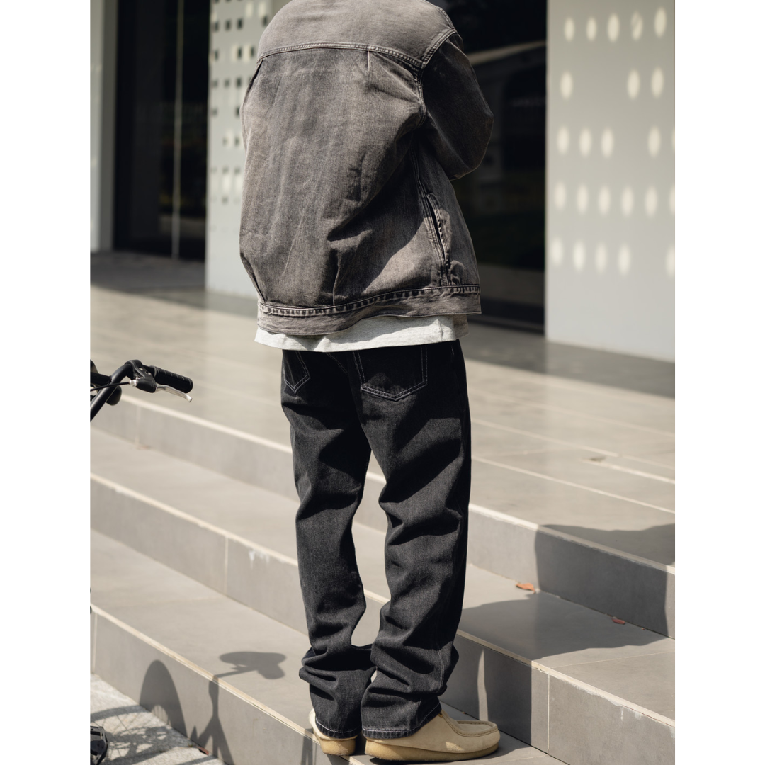 ウォッシュドデニム　ストレートパンツ　N1399
