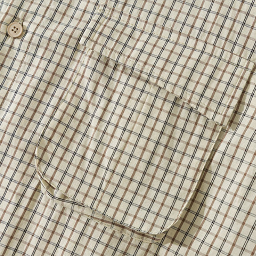 ダブルフラップ　ドローコードヘム　チェックシャツ　N1247