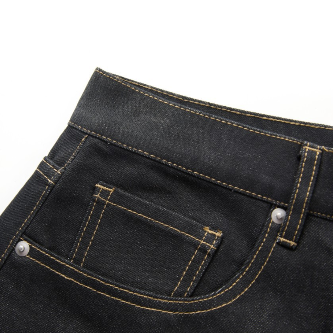 コットンポリエステル デニム ストレートパンツ N676