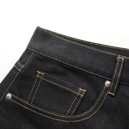 コットンポリエステル デニム ストレートパンツ N676