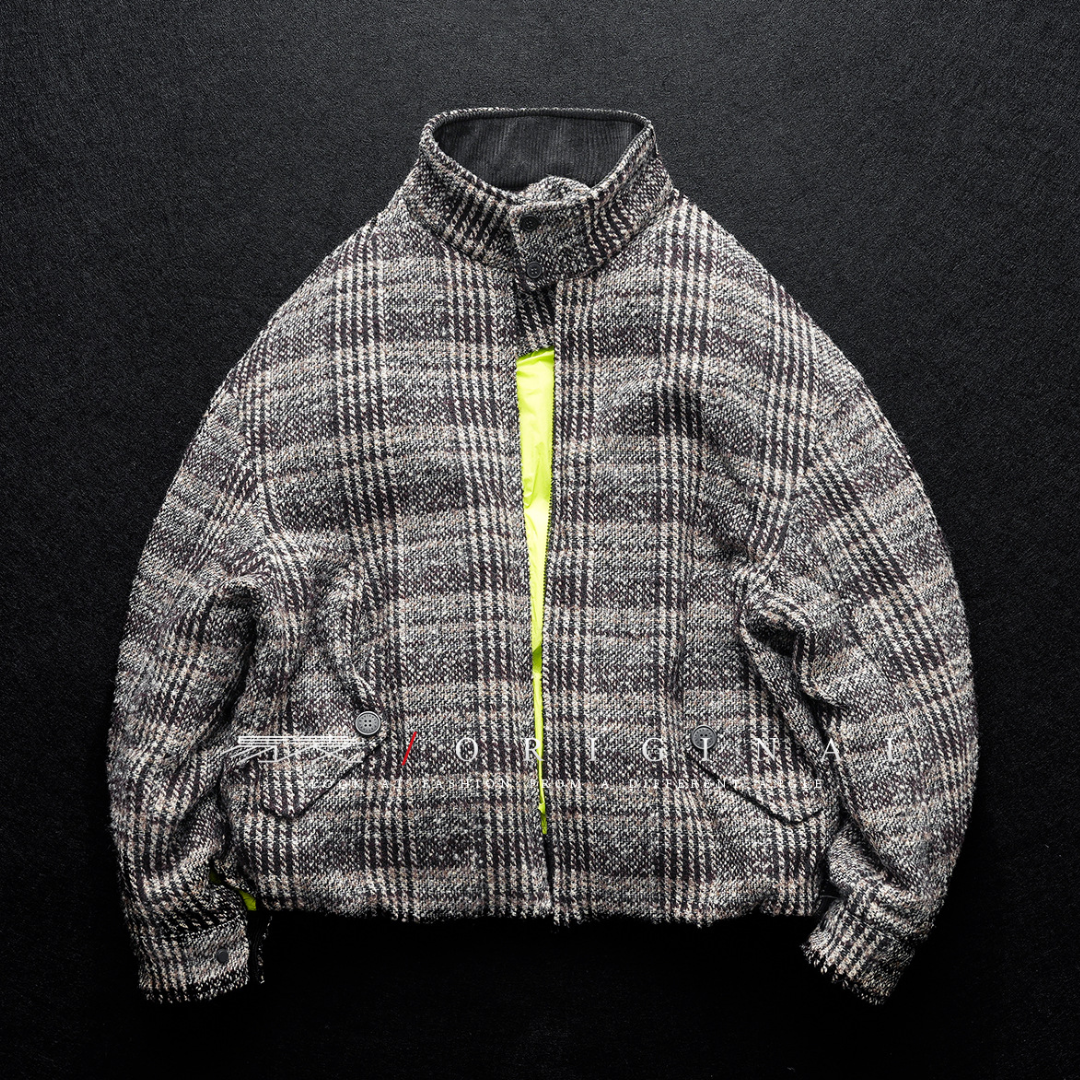 [YMORIGINAL] White Duck Down Tweed Check Jacket N848