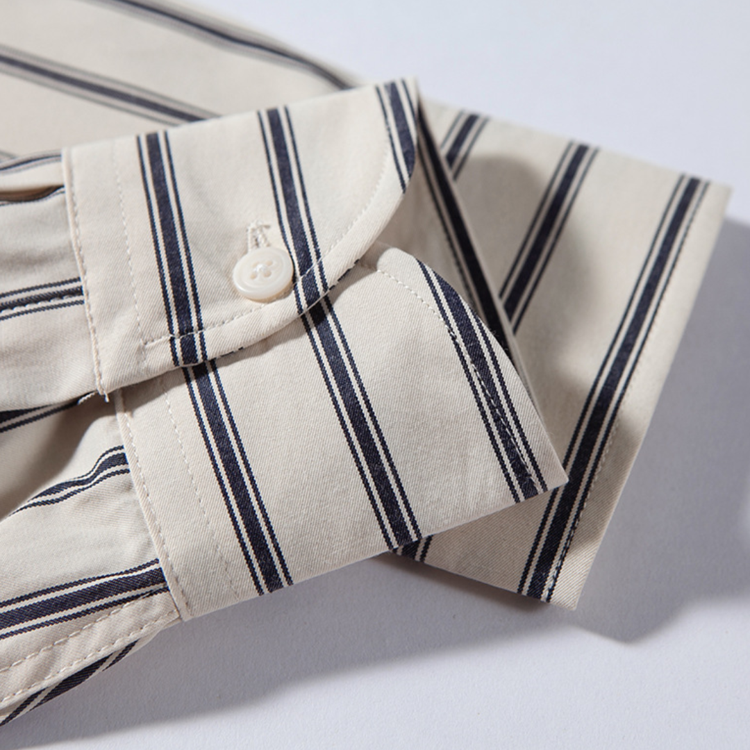 コットンポリ　ダブルストライプ　シャツ　N1277