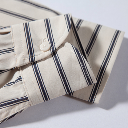 コットンポリ　ダブルストライプ　シャツ　N1277