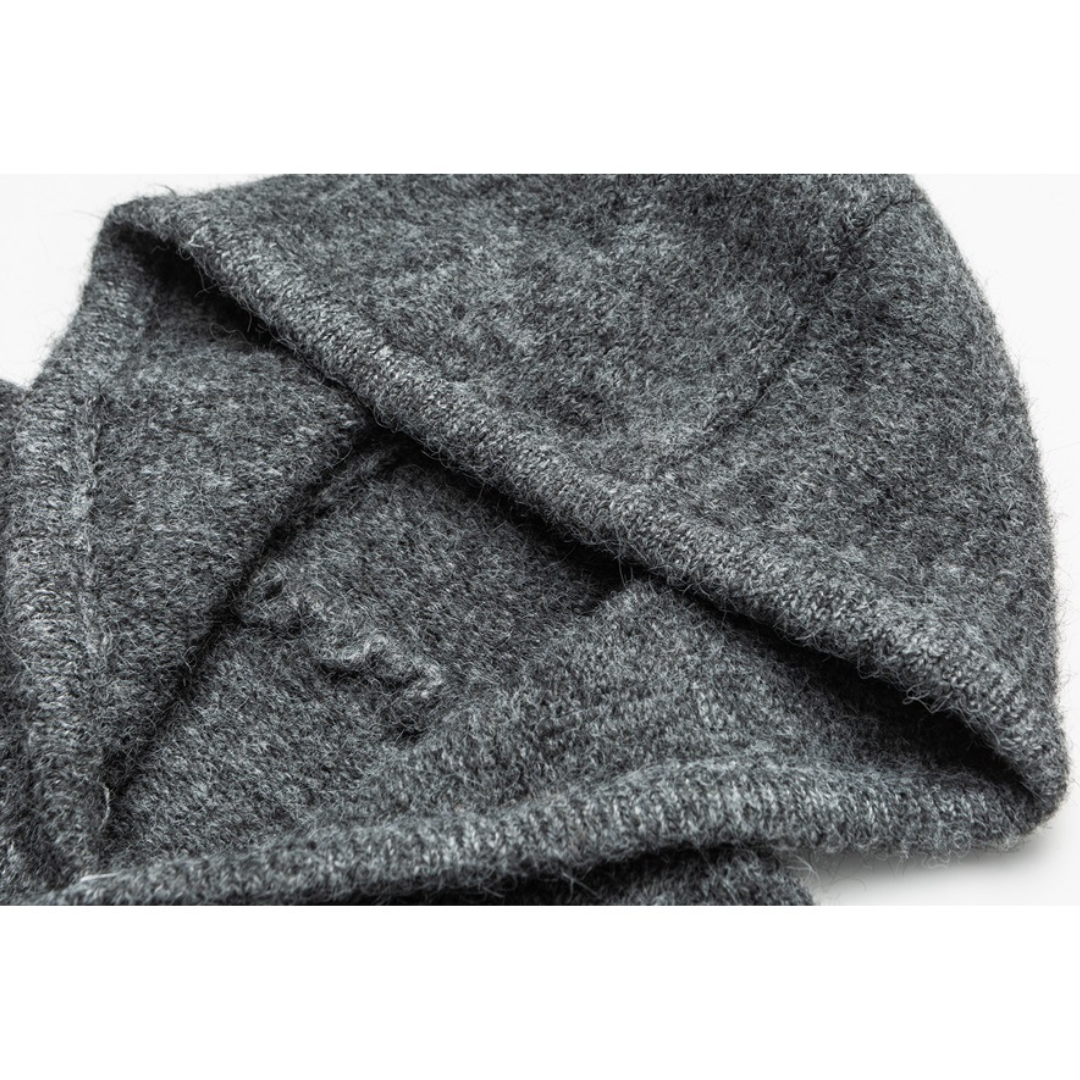 ウール混 シャギーニット フード カーディガン　N939