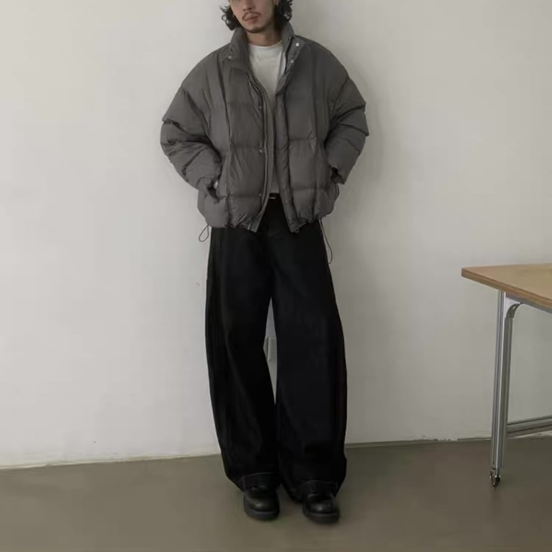 ブラックデニム　ツイストワイド　パンツ　C262