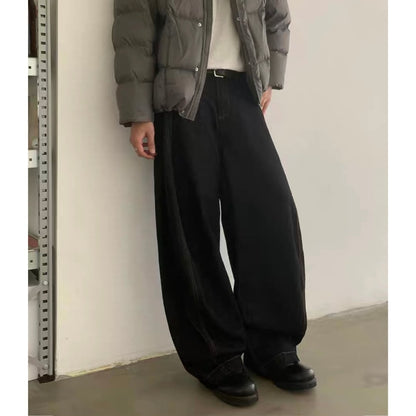 ブラックデニム　ツイストワイド　パンツ　C262