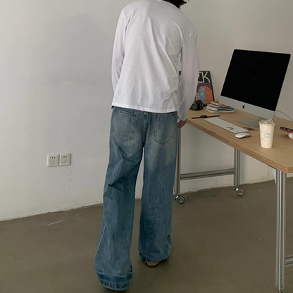 スラブコットン　ヘンリーネック　長袖Tシャツ　N658