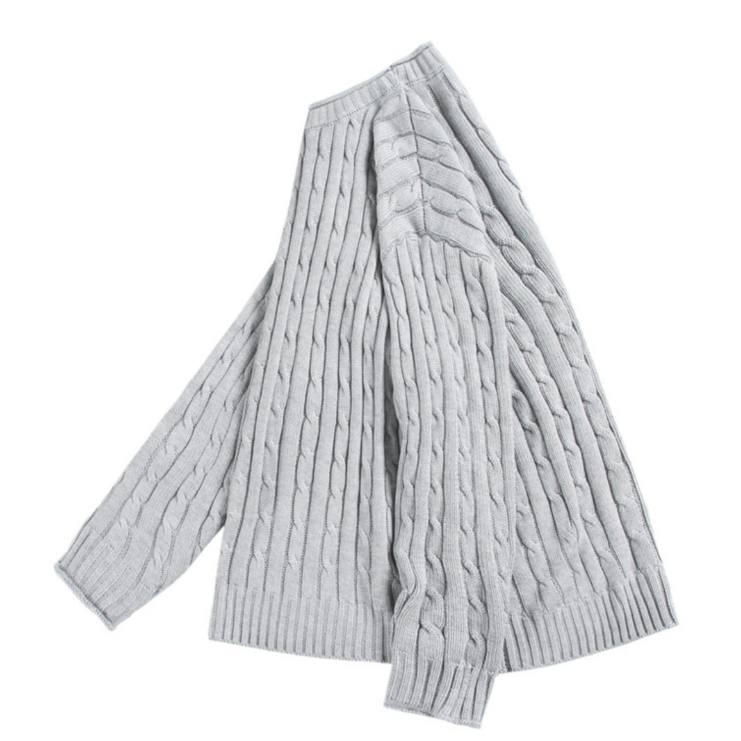 ケーブル編み　クルーネック　ニット　N1031