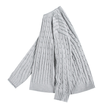 ケーブル編み　クルーネック　ニット　N1031