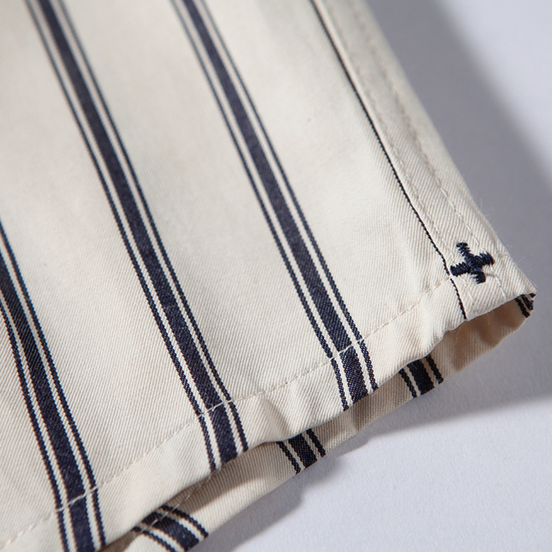 コットンポリ　ダブルストライプ　シャツ　N1277