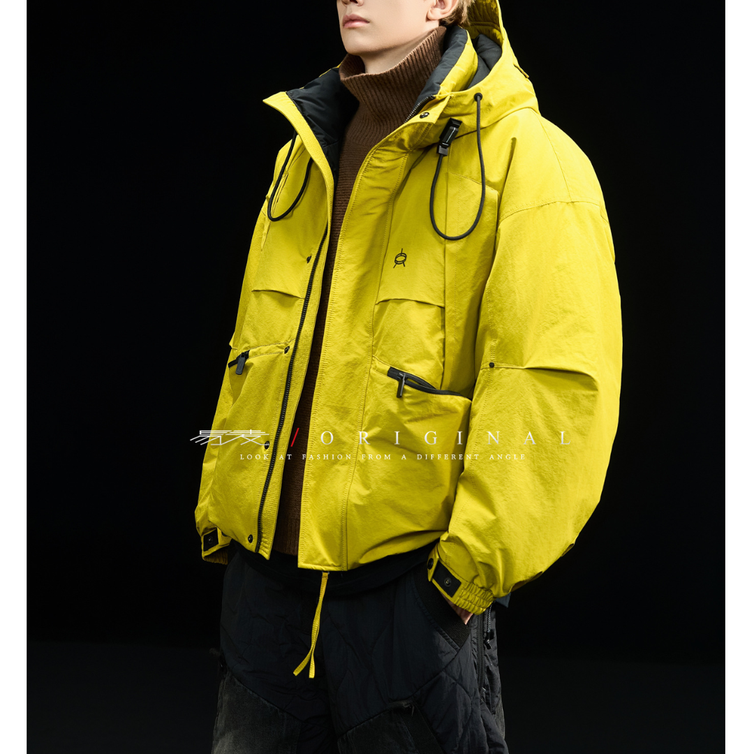 [YMORIGINAL] White Duck Down Zip Pocket Hooded Jacket N852