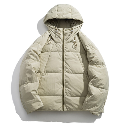 White Down Raglan Sleeve Hooded Jacket N1024