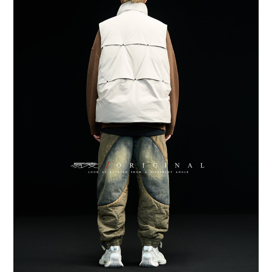[YMORIGINAL] White Duck Down Fly Front Vest N870