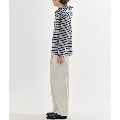 コットンナイロン  タックワイド　ストレートパンツ N733