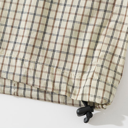 ダブルフラップ　ドローコードヘム　チェックシャツ　N1247