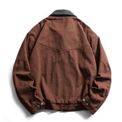 レザーコンビ　スラブコットン　トラッカージャケット　N1667
