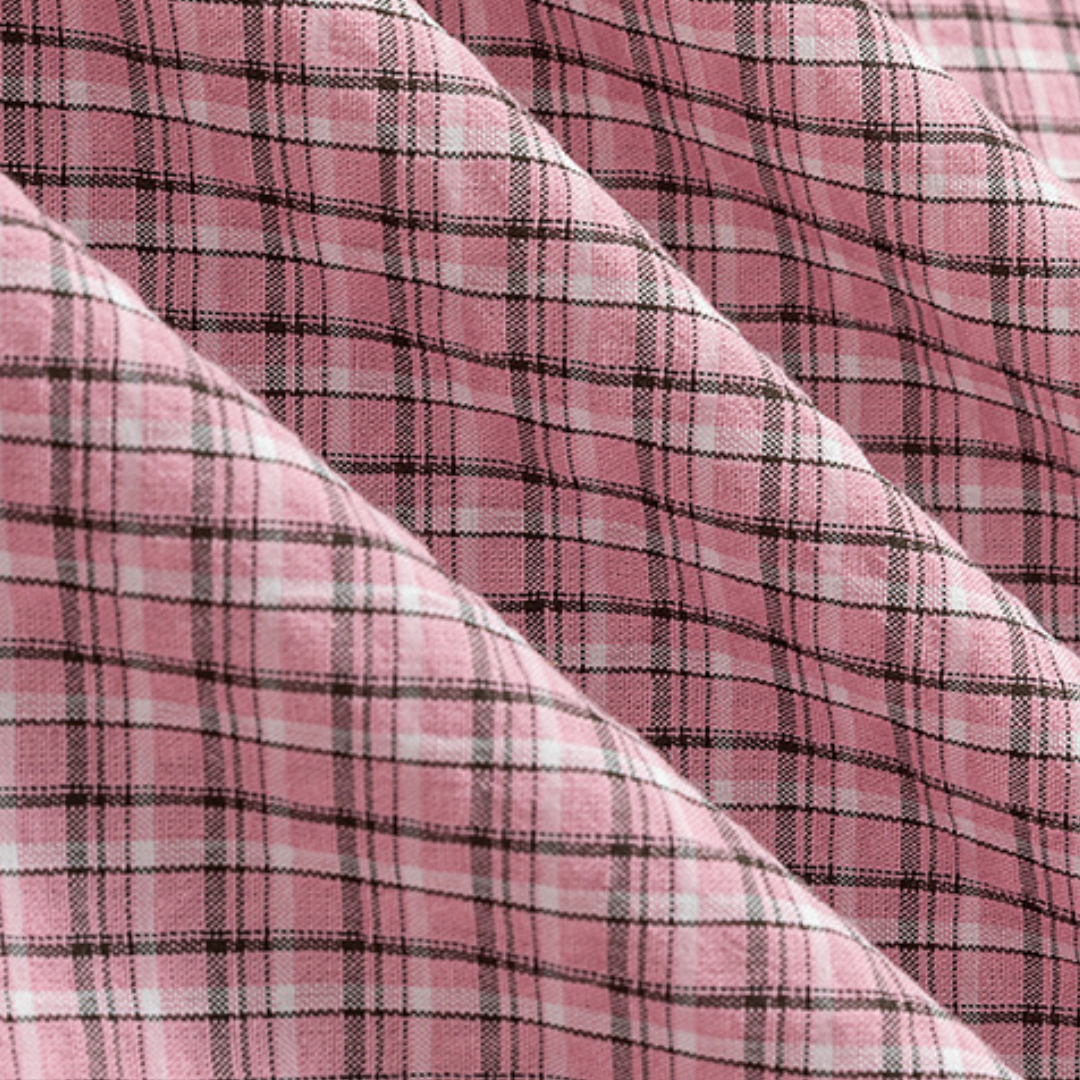 コットンポリ　ピンクチェック　レギュラーシャツ　N1670