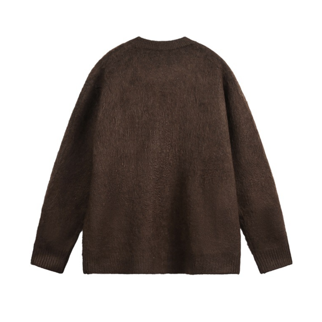 シャギーニット　クルーネック　カーディガン　N940