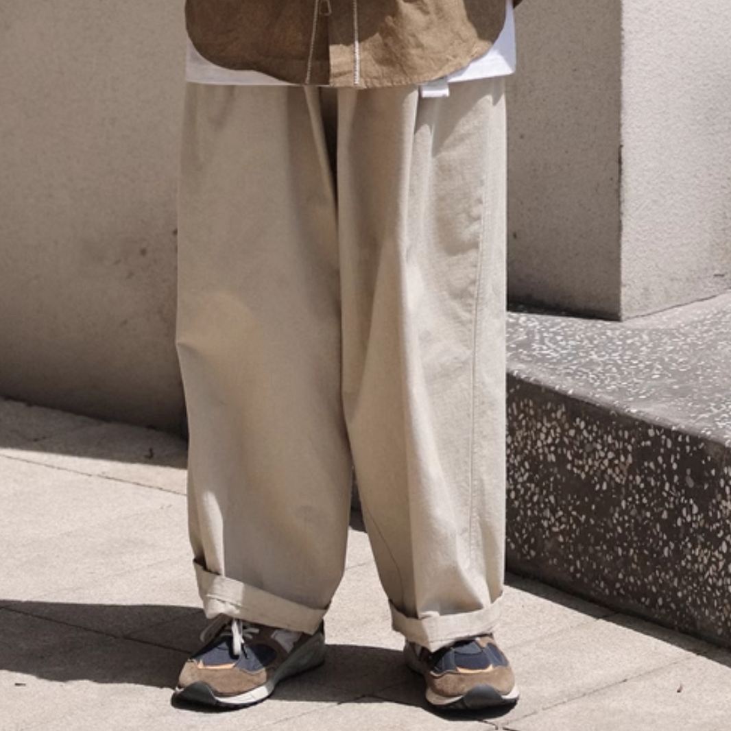 Ripstop Cotton Wide Straight Pants N272 ライトカーキ