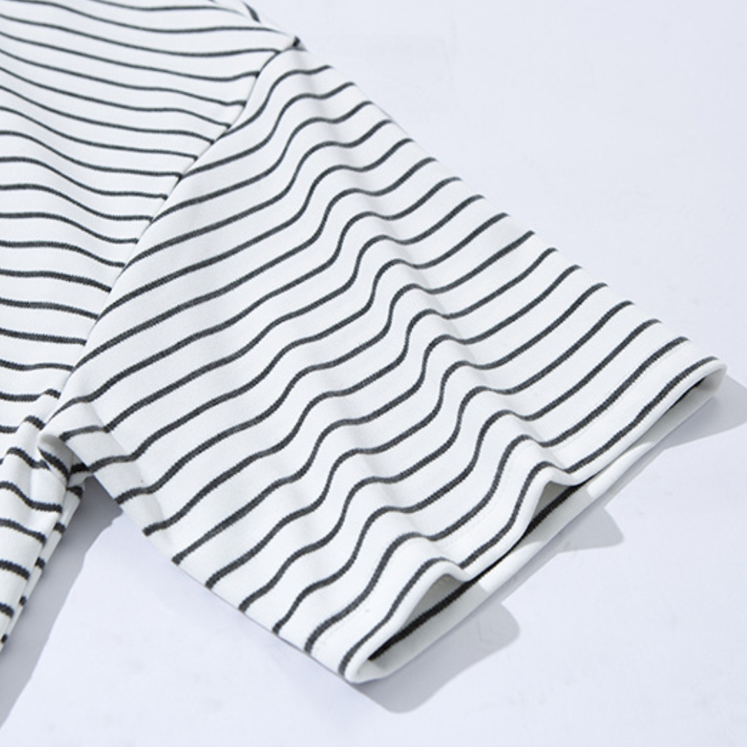 細ボーダー　ストレッチレーヨン　Tシャツ　N1632