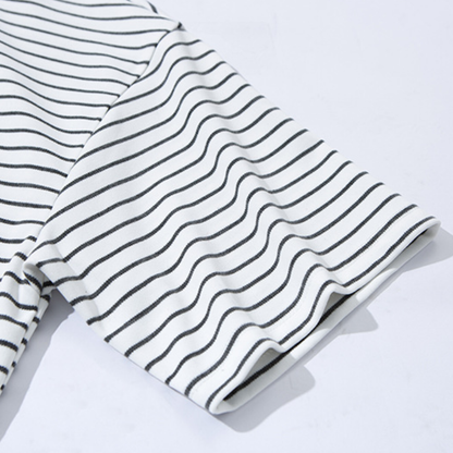 細ボーダー　ストレッチレーヨン　Tシャツ　N1632