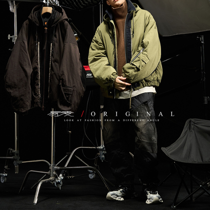 [YMORIGINAL] White Duck Down Denim Layered Hooded Jacket N846