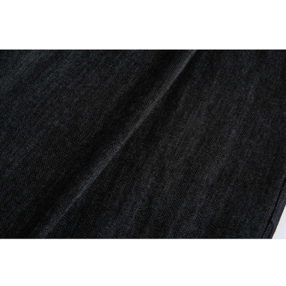 フロントタブ　ブラックデニム　タックワイドパンツ　N1716