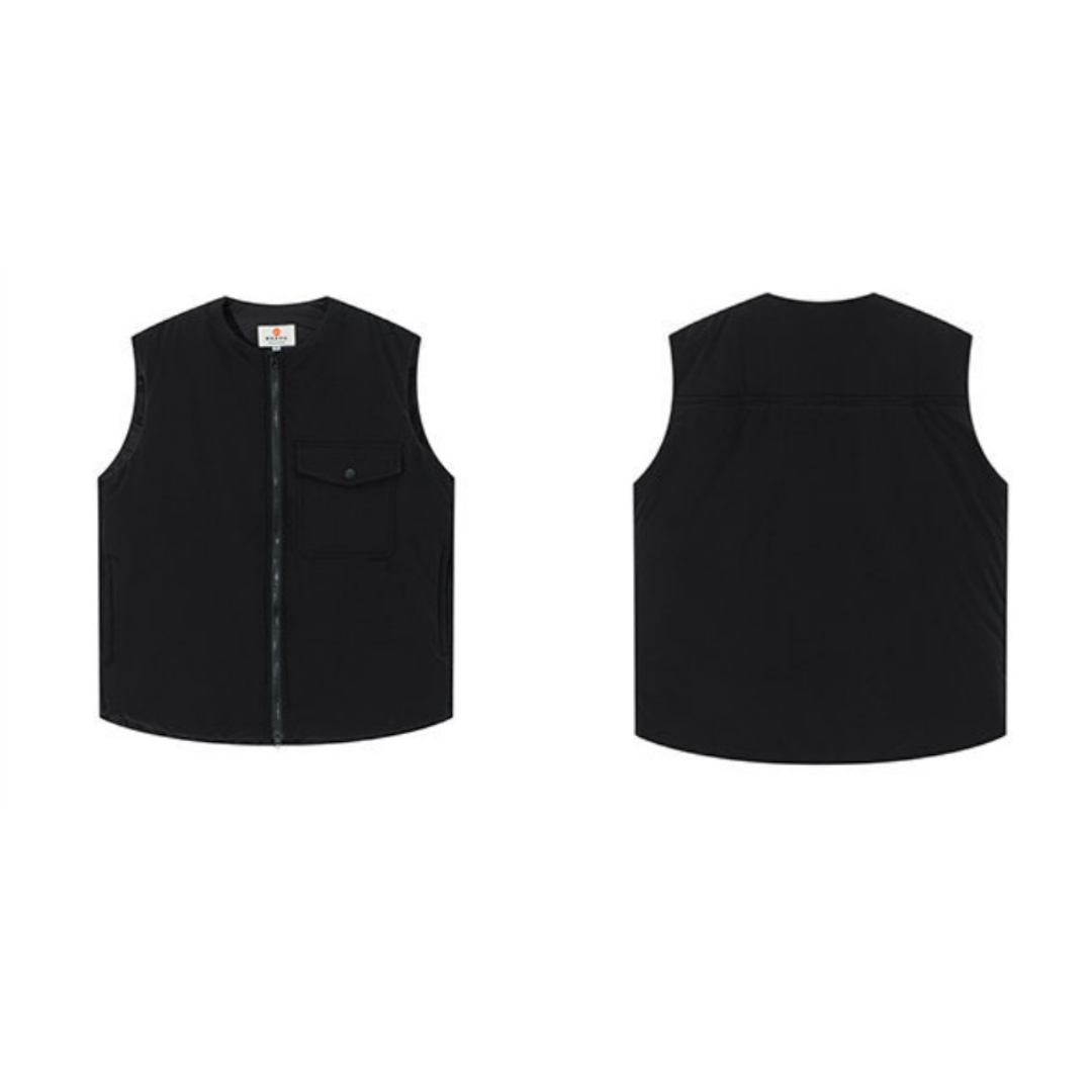 クルーネック　パテッド　ジップベスト　N906