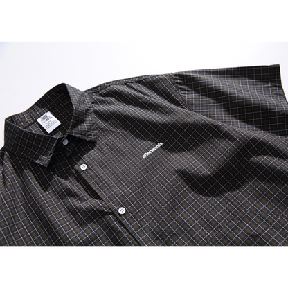 ダークタータンチェック　ワンポイント　半袖シャツ　N1291