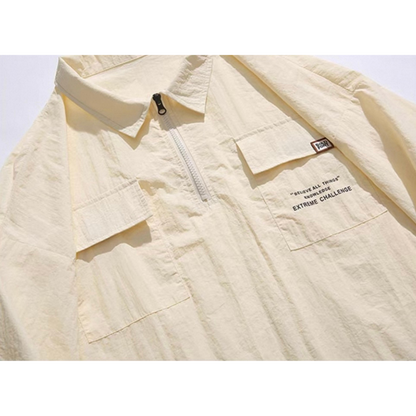 Nylon half-zip pullover short-sleeve shirt N421