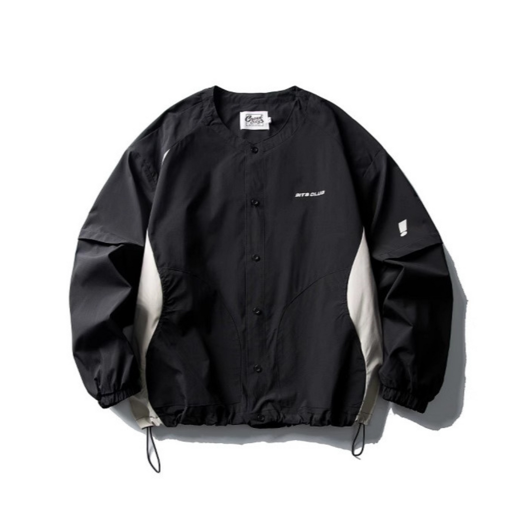 Utility Polyester Collarless Jacket N587 ブラック