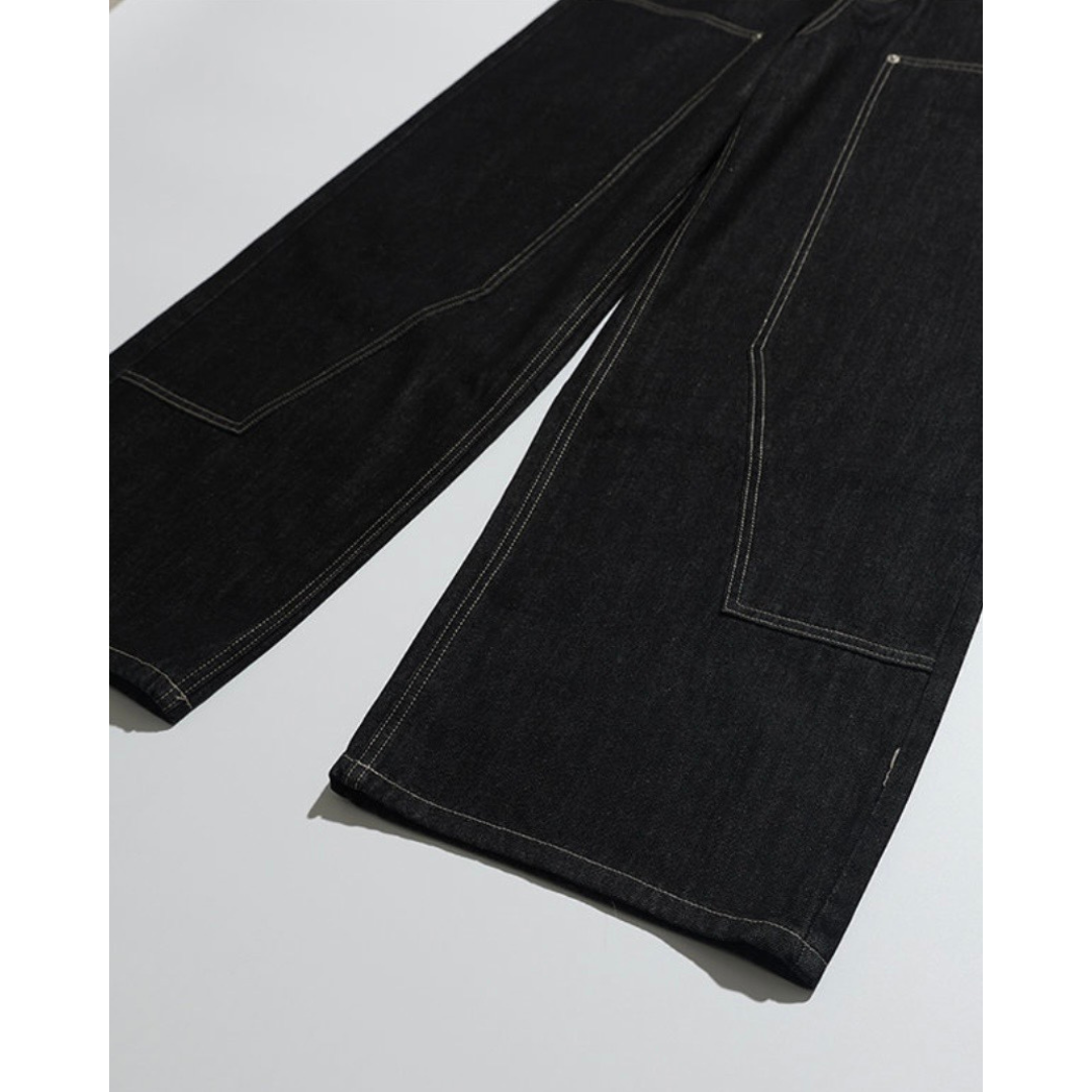 ダブルニー　ブラックデニム　ワイドストレートパンツ　N1204