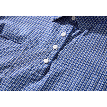 マイクロブルーチェック　プルオーバーシャツ　N1066