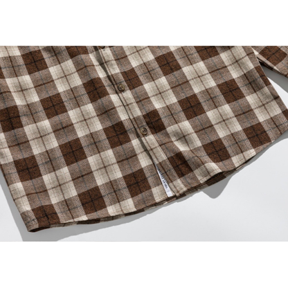 コットンポリ　ヘリンボンチェック　ネルシャツ　N1217