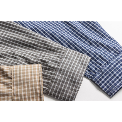 バンドカラー　グラフチェック　シャツ　N1208