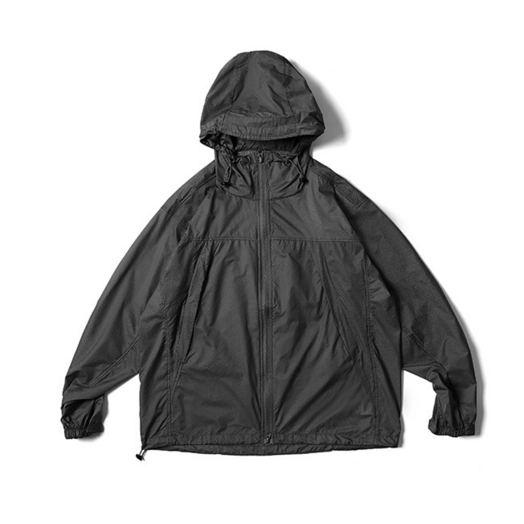 Lightweight Washer Nylon Hooded Jacket N558 dark gray