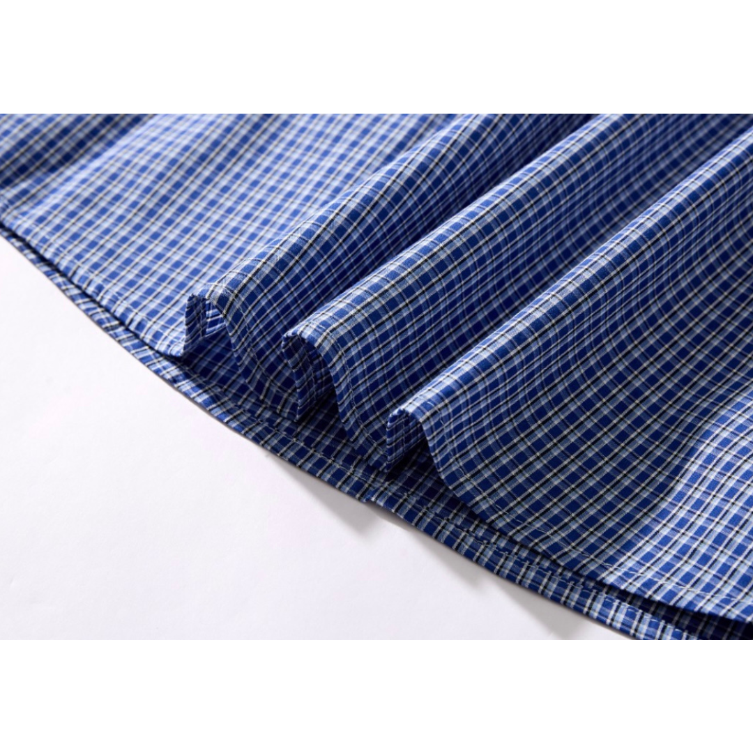 マイクロブルーチェック　プルオーバーシャツ　N1066