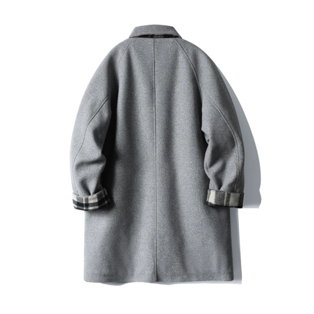 チェックコンビ　ステンカラーコート　N976