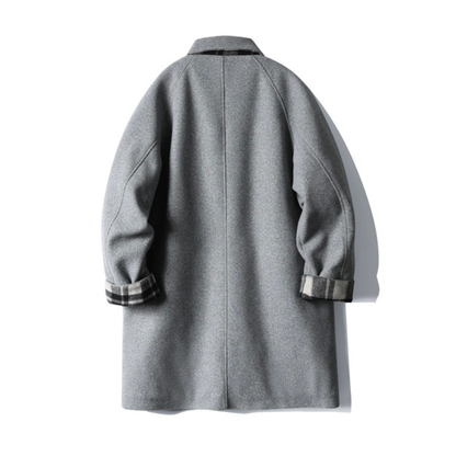 チェックコンビ　ステンカラーコート　N976