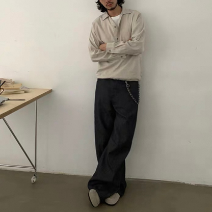 ワイドピッチストライプ　プルオーバーシャツ　N651
