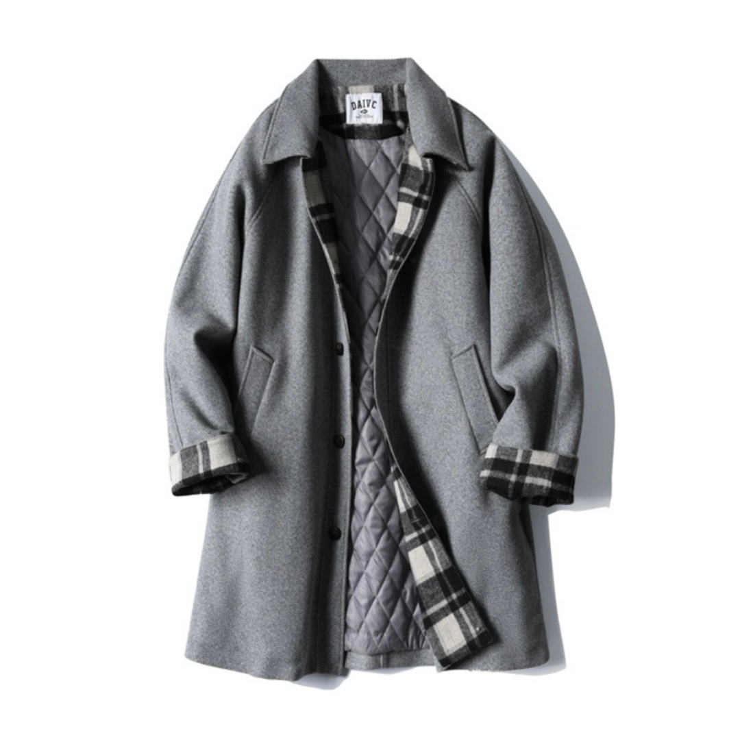 チェックコンビ　ステンカラーコート　N976