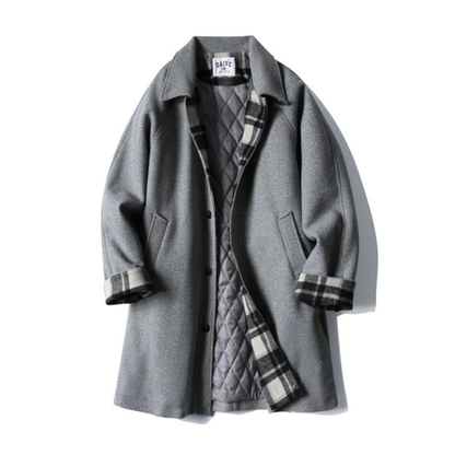 チェックコンビ　ステンカラーコート　N976