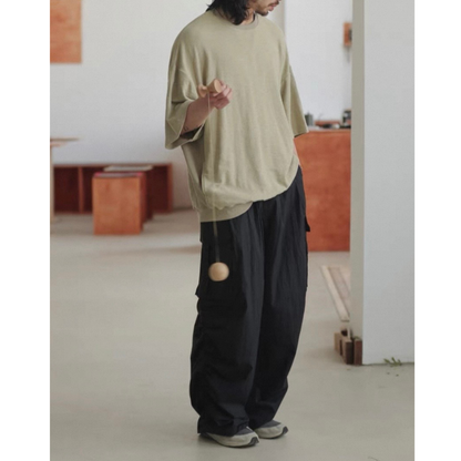 オーバーサイズ　ストレッチ　5分袖　Tシャツ　N1489