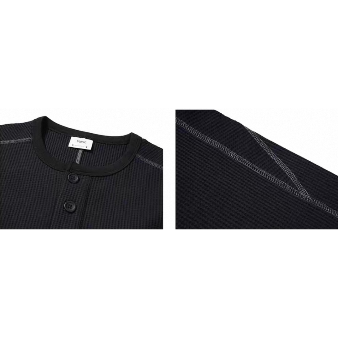 ポリエステル　ワッフルヘンリーネック　長袖Tシャツ　N583