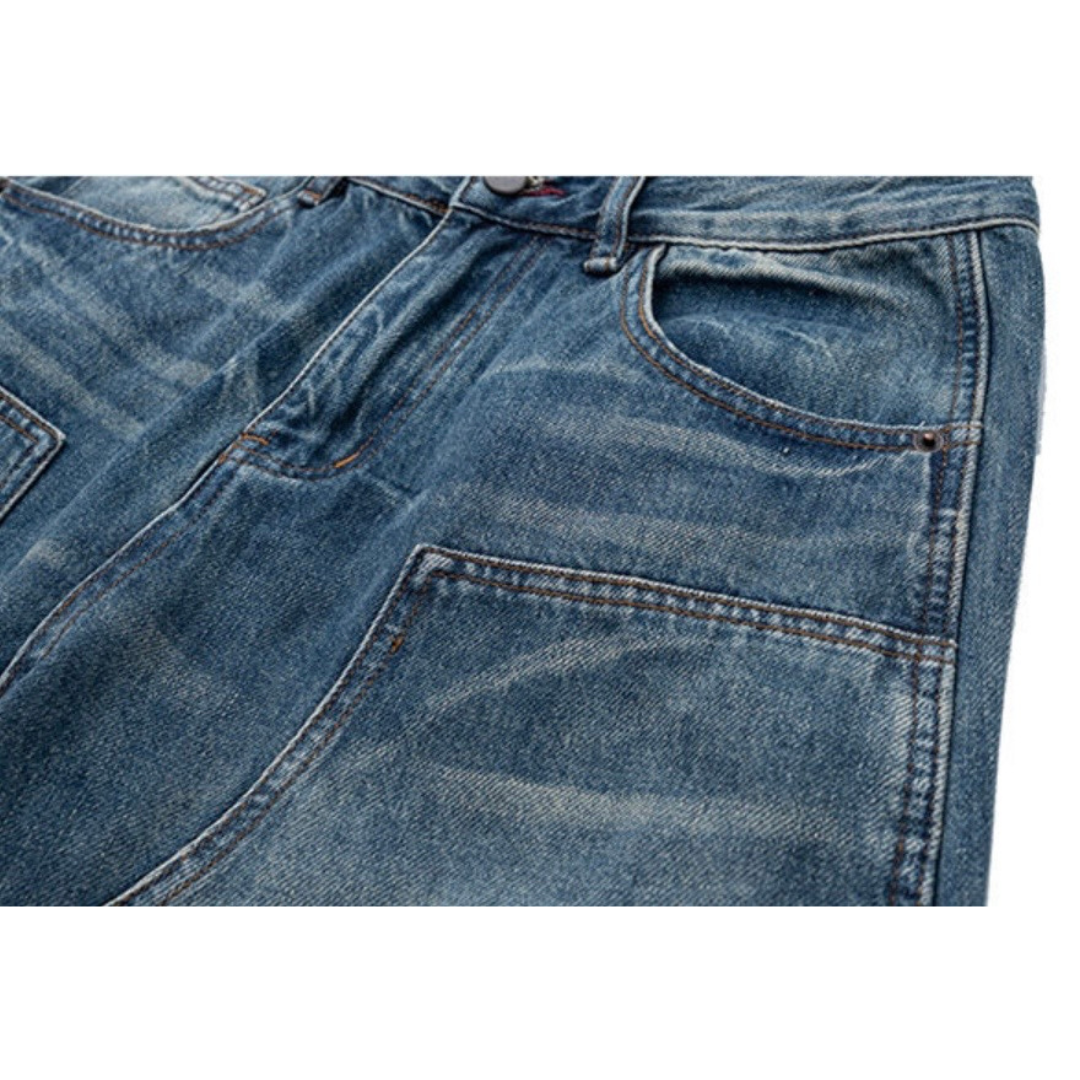 ダブルニー　ブロークンデニム　ワイドパンツ　N1245