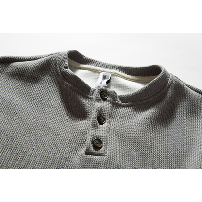ポリコットン　ワッフル　ヘンリーネック長袖Ｔシャツ　N609