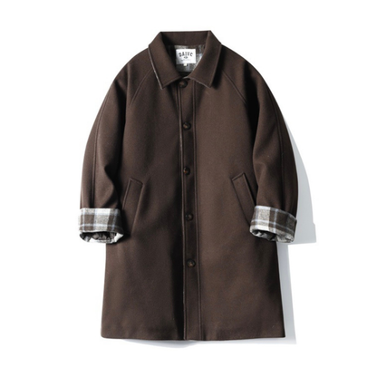 チェックコンビ　ステンカラーコート　N976