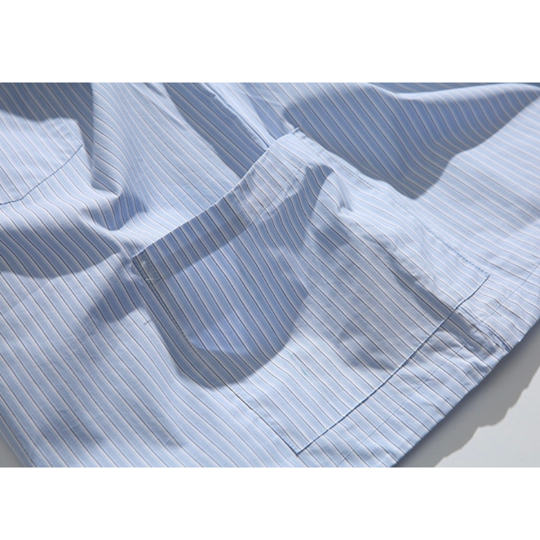 ポケット付き　バンドカラー　プルオーバーシャツ　N1089