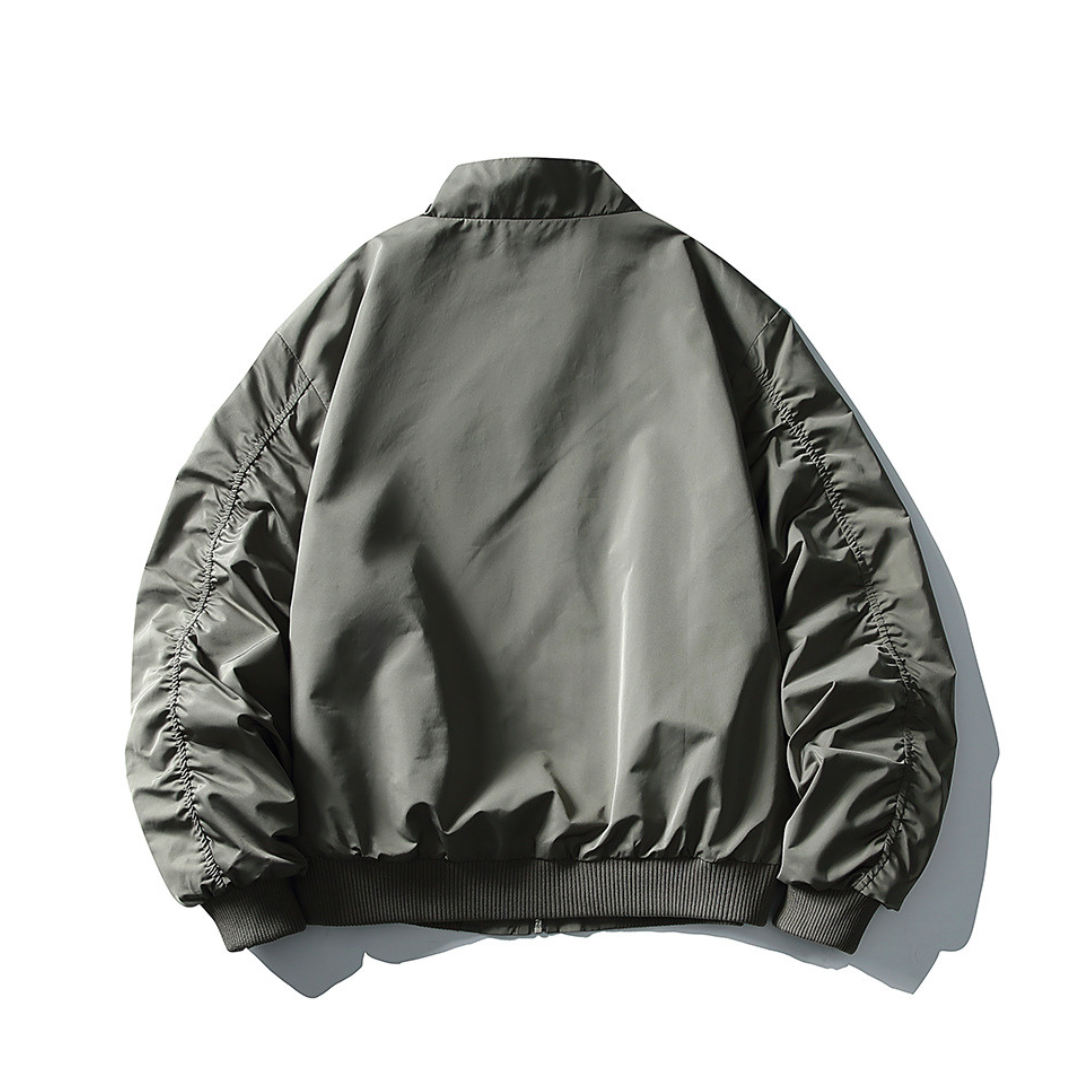 ポリエステルサテン　リブスタンドカラー　ジャケット　N1084